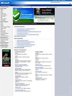 A screenshot of the microsoft download page